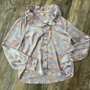 Lilac and orange floral bridgerton vibes blouse NWTs small